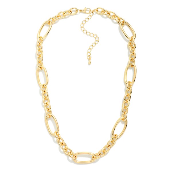 Chain Link Necklace Featuring Oval Link Stations 

- Approximately 16" L
- Extender 3" L