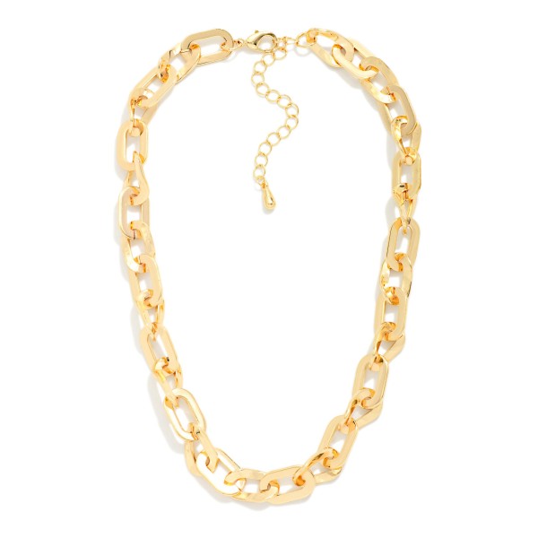 Chunky Paperclip Metal Tone Chain Link Necklace 

- Approximately 16" L 