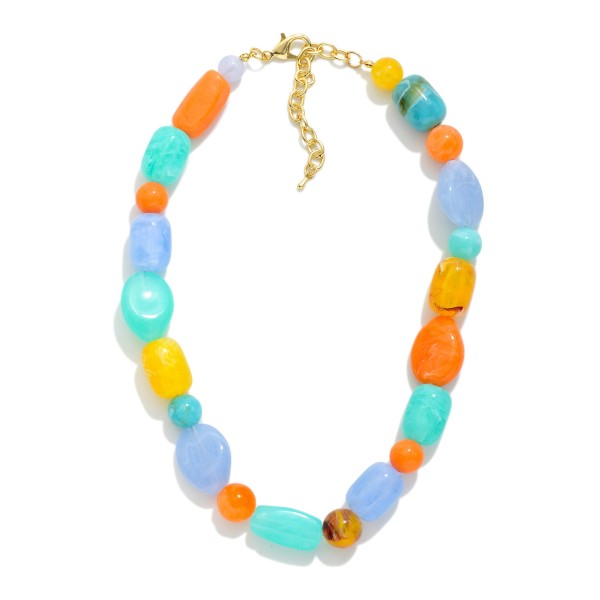 Chunky Stone Beaded Necklace 

- Approximately 7" L 
- Extender 3" L 