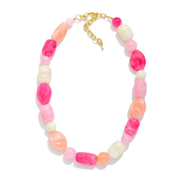 Chunky Stone Beaded Necklace 

- Approximately 7" L 
- Extender 3" L 