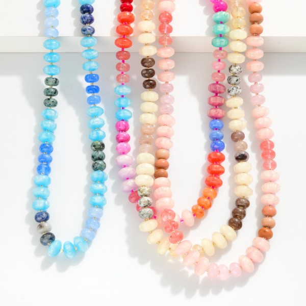 Stone & Disk Beaded Necklace 

- Approximately 14" L
- Extender 3" L