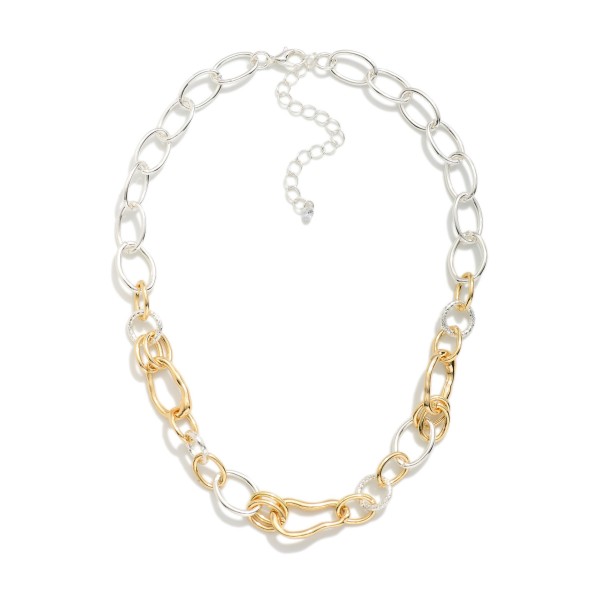 Two Tone Multi Link Chain Link Necklace

- Approximately 14" L
- Extender 3" L 