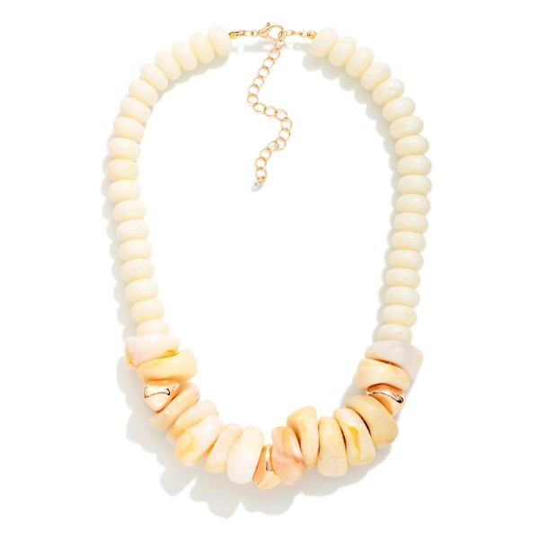 Chunky Marbled Acetate Bead Beaded Necklace Featuring Gold Tones 

- Approximately 16" L 
- Extender 3" L 