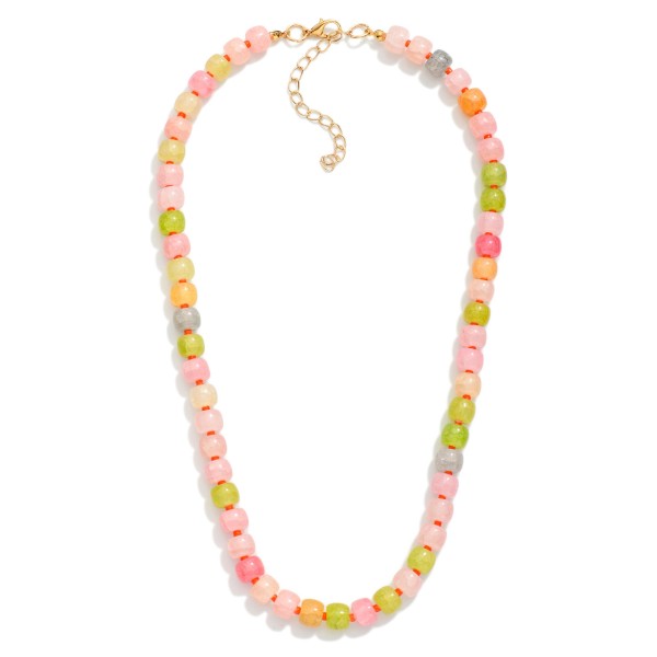 Stone Beaded Necklace 

- Approximately 14" L
- Extender 3" L