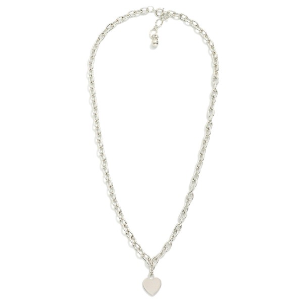Chain Link Necklace Featuring Flat Metal Tone Heart Pendant 

- Gold Dipped
- Approximately 18" L
- Extender 1" L