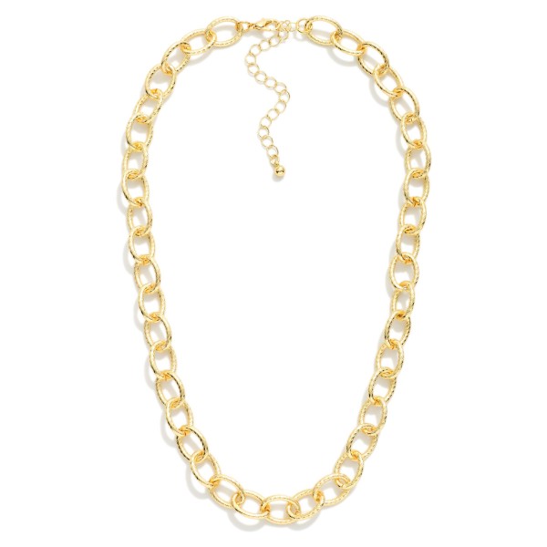 Twisted Metal Link Chain Link Necklace 

- Approximately 16" L
- Extender 2" L