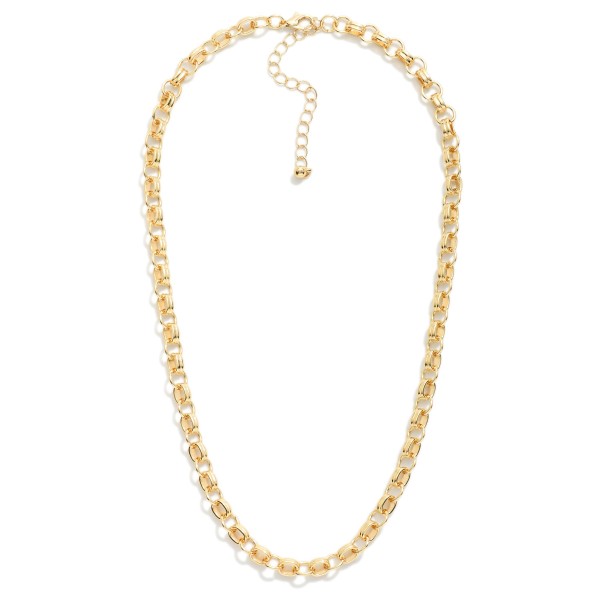 Simple Metal Tone Circle Chain Link Necklace 

- Approximately 16" L
- Extender 2" L

