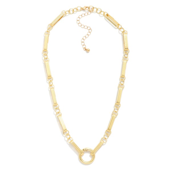 Metal Tone Paperclip Chain Link Necklace Featuring Oval Clasp 

- Approximately 16" L
- Extender 2" L

