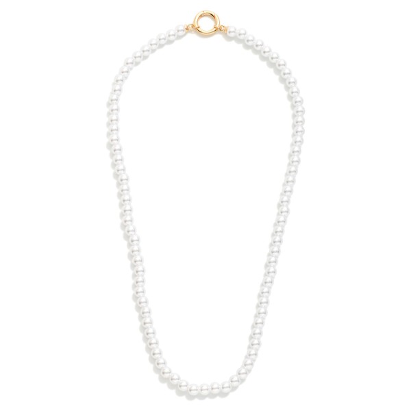 Pearl Beaded Necklace With Circle Clasp 

- Approximately 16" L