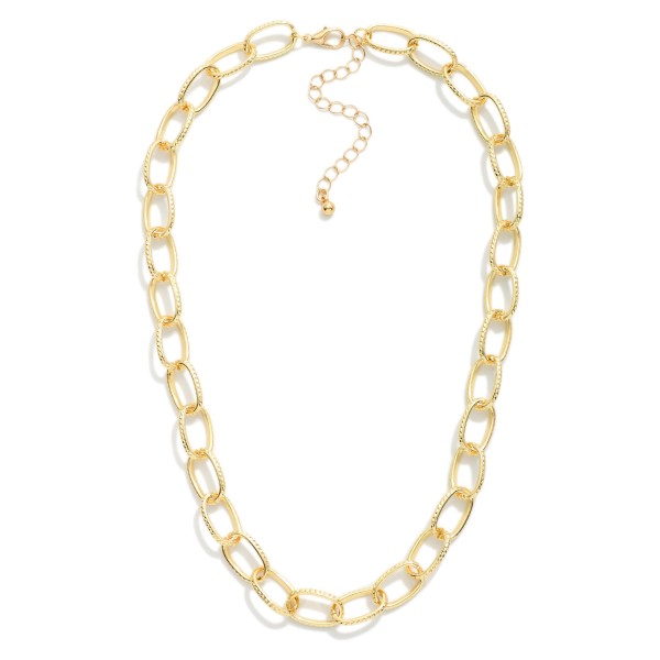 Metal Tone Oval Chain Link Necklace 

- Approximately 16" L
- Extender 2" L

