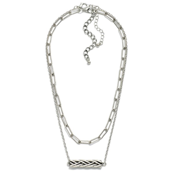 Set Of Two Chain Link Necklaces Featuring Braided Pendant 

- Approximately 14" L
- Extender 3" L