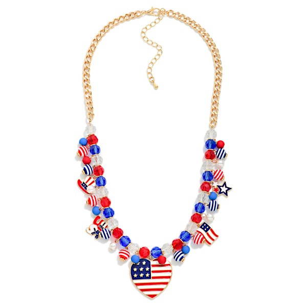 Chain Link Charm Necklace Featuring Enamel Americana Charms

- Approximately 18" L
- Extender 3" L

