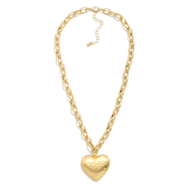 Hammered Chain Link Necklace With Heart Pendant 

- Approximately 16" L 
- Extender 3" L
