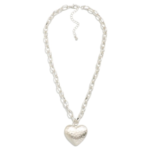 Hammered Chain Link Necklace With Heart Pendant 

- Approximately 16" L 
- Extender 3" L