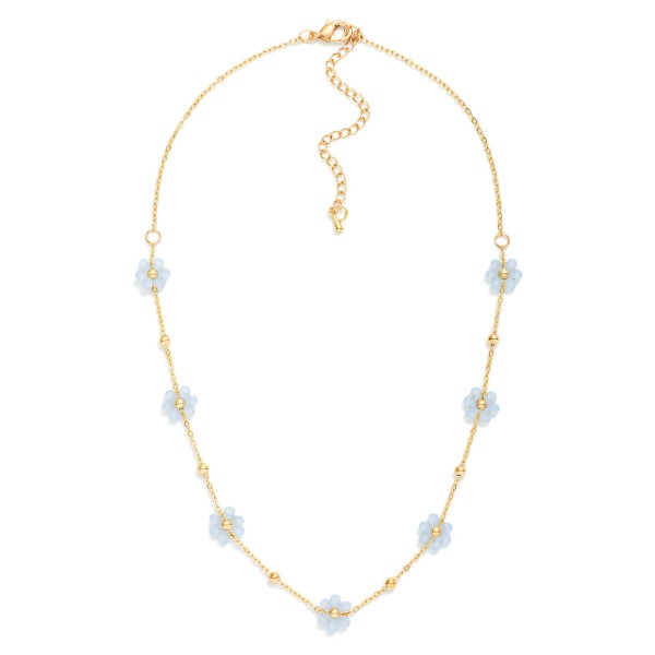 Chain Link Necklace Featuring Beaded Flower Stations 

- Approximately 12" L
- Extender 3" L