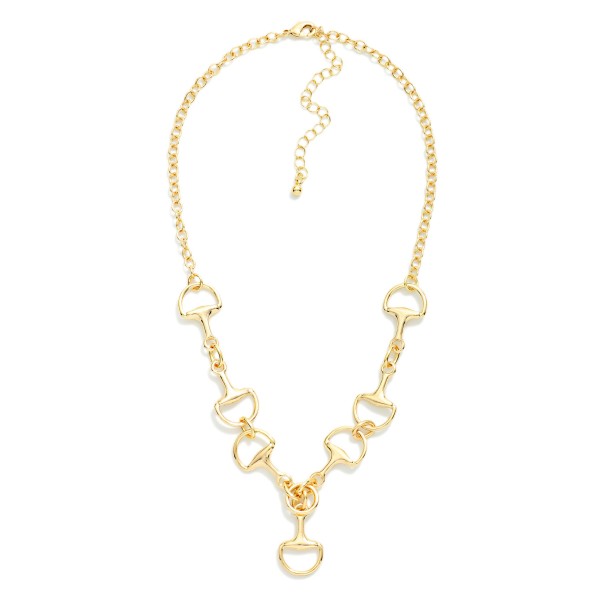 Chain Link Necklace Featuring Linked Horsebit Detail 

- Approximately 16" L
- Extender 3" L
