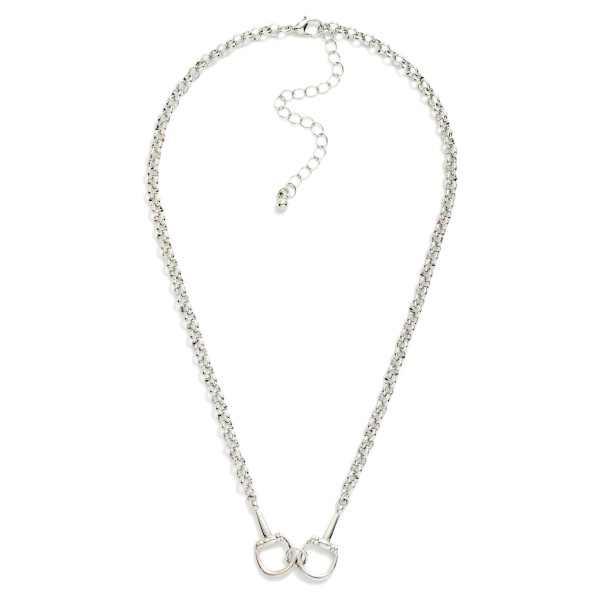 Circle Link Chain Link Necklace Featuring Horsebit Station 

- Approximately 14" L
- Extender 3" L