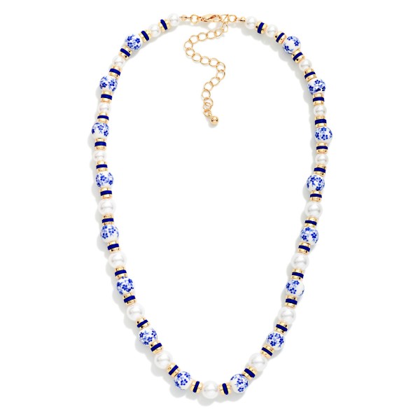 Chinoiserie Bead & Pearl Beaded Necklace 

- Approximately 14" L
- Extender 3" L