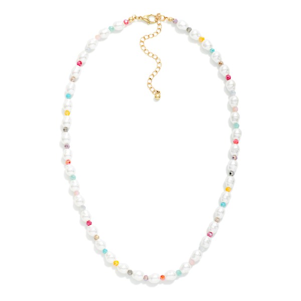 Pearl & Faceted Bead Beaded Necklace 

- Approximately 14" L
- Extender 3" L