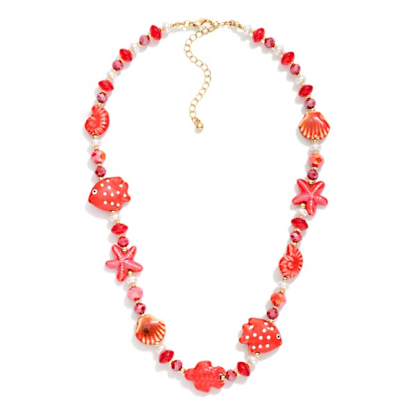Beaded Necklace Featuring Nautical Beads & Pearls 

- Approximately 16" L
- Extender 3" L