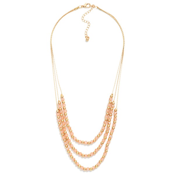 Layered Metal Tone & Faceted Bead Beaded Chain Link Necklace 

- Approximately 16" L
- Extender 3" L