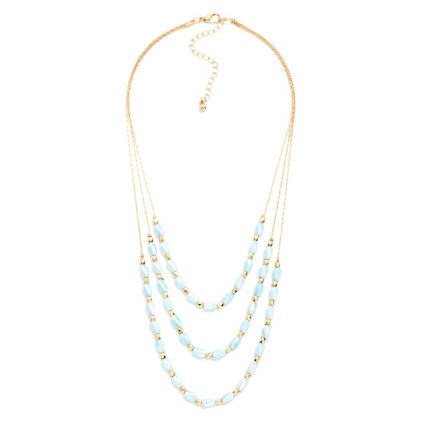 Layered Beaded Necklace Featuring Cracked Faceted Cylinder Beads

- Approximately 16" L
- Extender 3" L