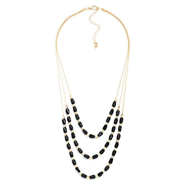 Layered Beaded Necklace Featuring Cracked Faceted Cylinder Beads

- Approximately 16" L
- Extender 3" L