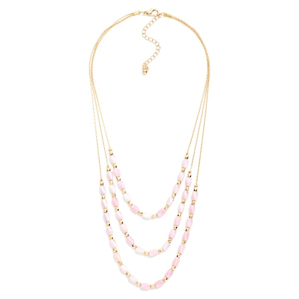 Layered Beaded Necklace Featuring Cracked Faceted Cylinder Beads

- Approximately 16" L
- Extender 3" L