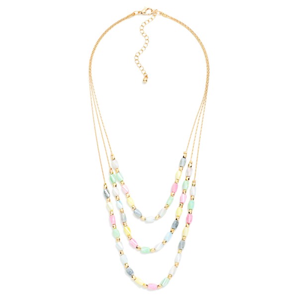 Layered Beaded Necklace Featuring Cracked Faceted Cylinder Beads

- Approximately 16" L
- Extender 3" L