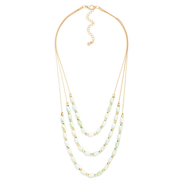 Layered Beaded Necklace Featuring Cracked Faceted Cylinder Beads

- Approximately 16" L
- Extender 3" L