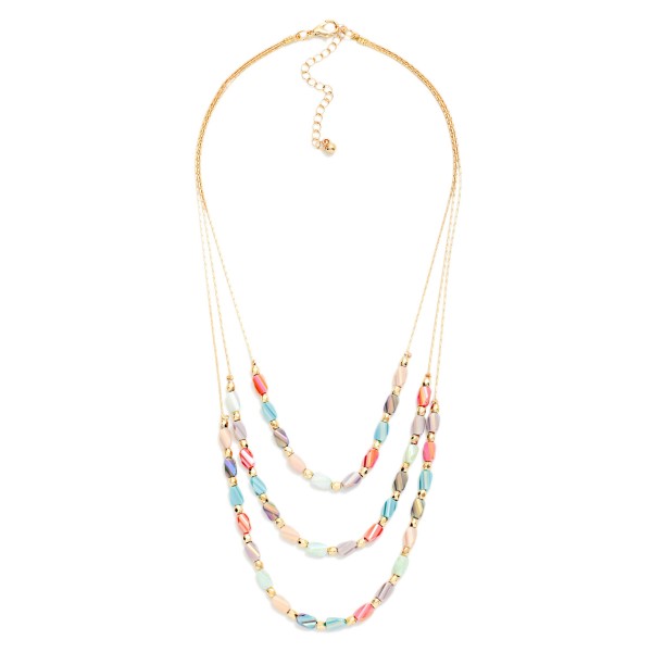 Layered Beaded Necklace Featuring Cracked Faceted Cylinder Beads

- Approximately 16" L
- Extender 3" L