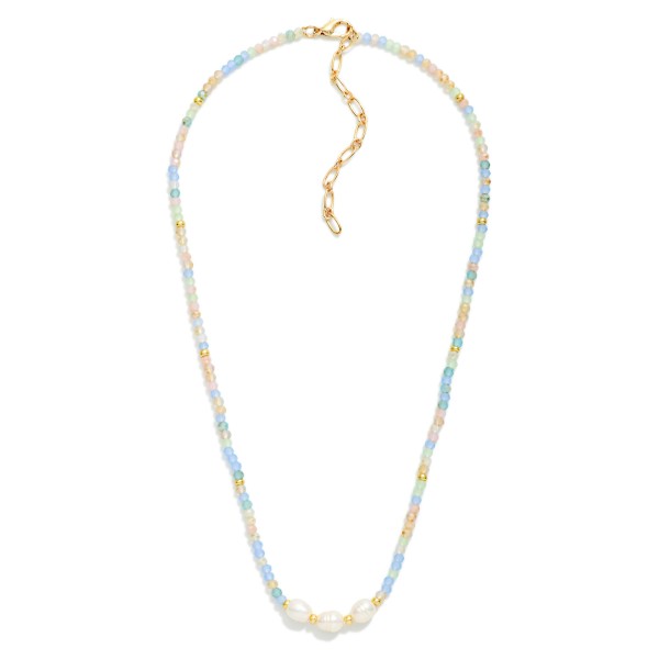 Faceted Bead & Pearl Beaded Necklace 

- Approximately 16" L
- Extender 3" L