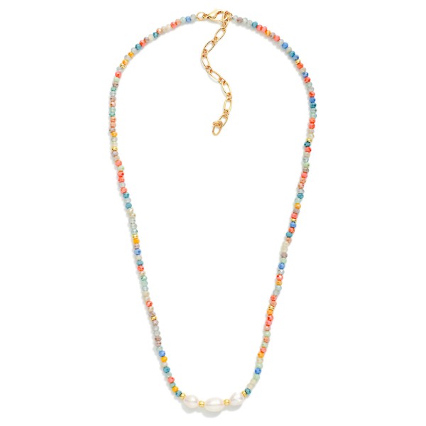 Faceted Bead & Pearl Beaded Necklace 

- Approximately 16" L
- Extender 3" L