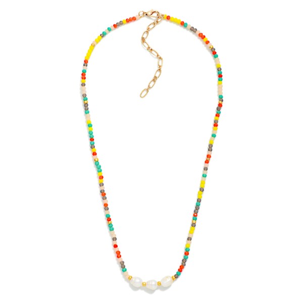 Faceted Bead & Pearl Beaded Necklace 

- Approximately 16" L
- Extender 3" L