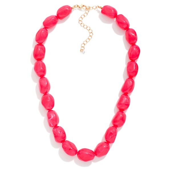 Marbled Acetate Nugget Beaded Necklace 

- Approximately 14" L
- Extender 2" L