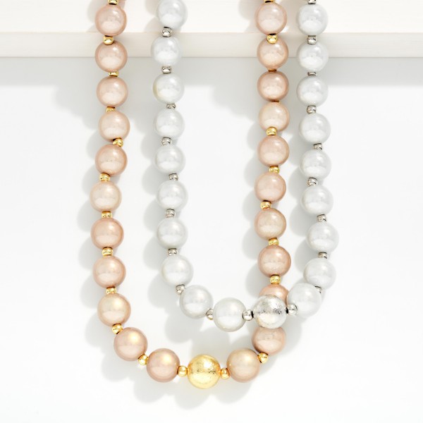 Translucent Bead Beaded Necklace Featuring Textured Metal Bead 

- Approximately 14" L
- Extender 3" L