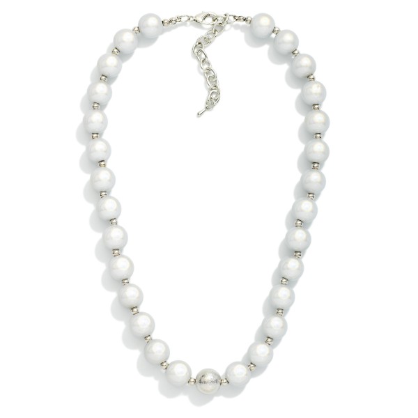Translucent Bead Beaded Necklace Featuring Textured Metal Bead 

- Approximately 14" L
- Extender 3" L