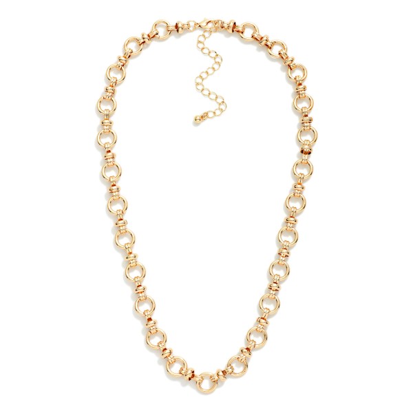 Gold Tone Circle Link Chain Necklace 

- Approximately 14" L 
- Extender 3" L 
