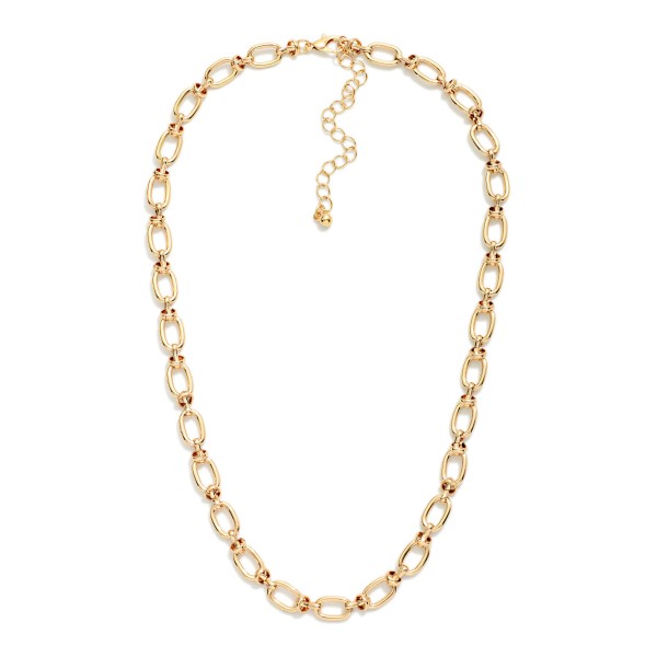 Gold Tone Oval Link Chain Necklace 

- Approximately 14" L 
- Extender 3" L 