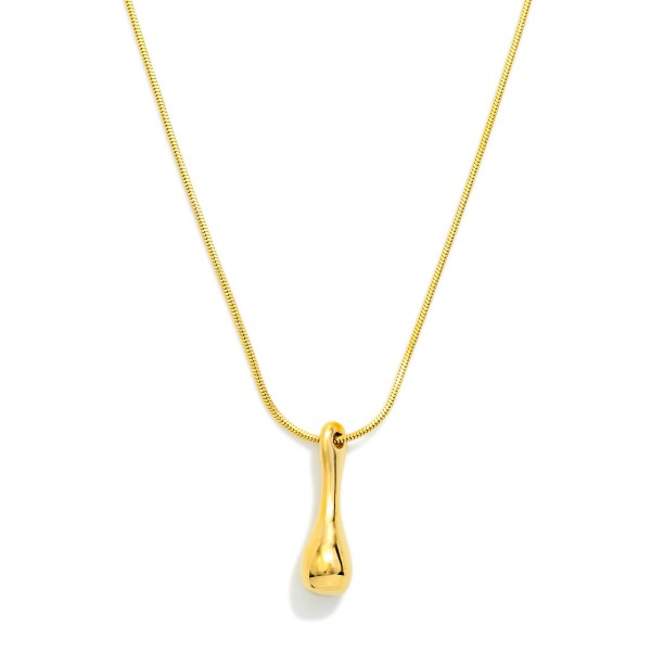 Snake Chain Necklace Featuring Teardrop Pendents 

- Approximately 16" L 
- Extender 3" L 
- Stainless Steal
- Water Resistant
