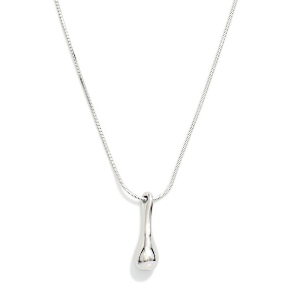 Snake Chain Necklace Featuring Teardrop Pendents 

- Approximately 16" L 
- Extender 3" L 
- Stainless Steal
- Water Resistant
