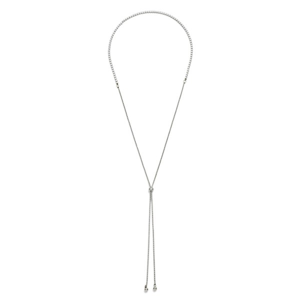 Adjustable Chain Link Cubic Zirconia Tennis Necklace 

- Approximately 17" L 
- Extender 3"L 
- Stainless Steel 
- Water Resistant 