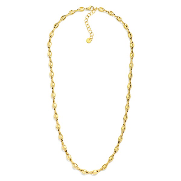 Metal Link Pig Nose Chain Necklace

- Approximately 18" L 
- Extender 3"L 
- Stainless Steel 
- Water Resistant 