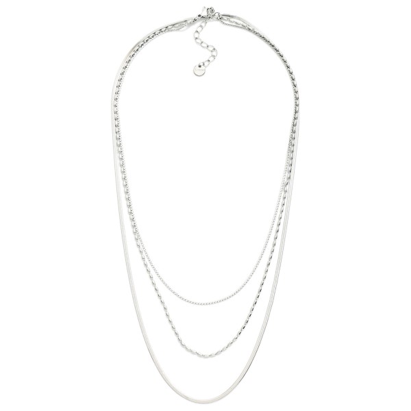 Layered Multi Chain Link Necklace 

- Approximately 16" L 
- Extender 3"L 
- Stainless Steel 
- Water Resistant 
