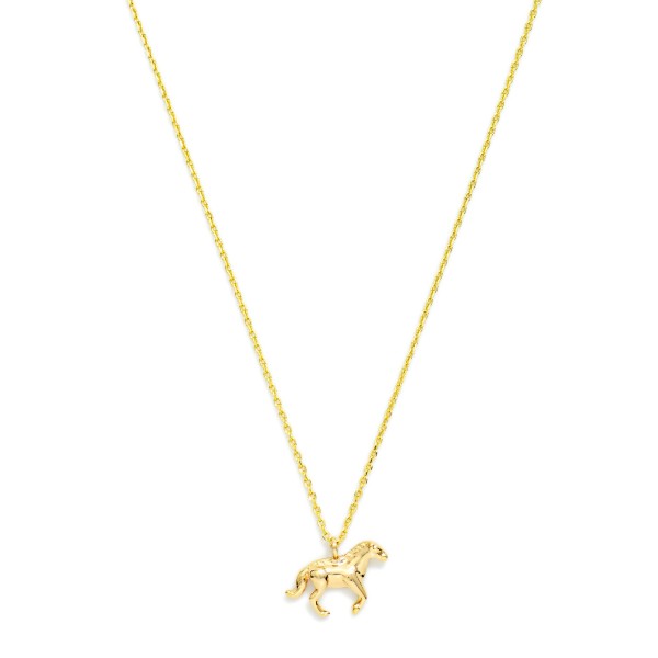 Dainty Chain Link Necklace Featuring Metal Tone Horse Pendant

- Gold Dipped
- Approximately 16.5" L
- Extender 2" L