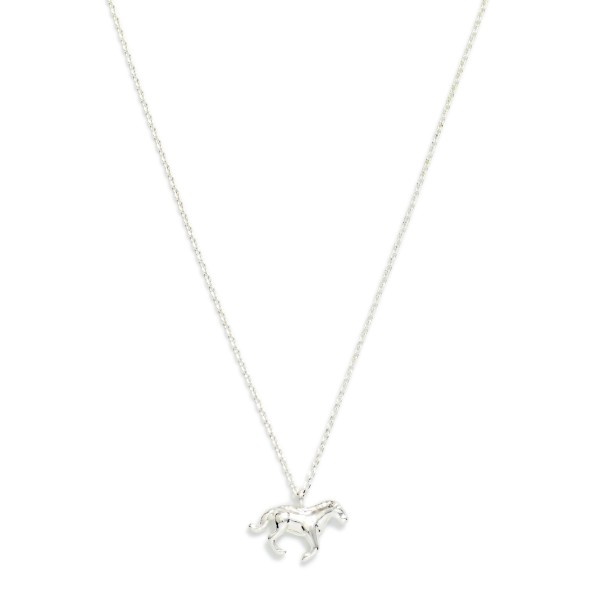 Dainty Chain Link Necklace Featuring Metal Tone Horse Pendant

- Gold Dipped
- Approximately 16.5" L
- Extender 2" L