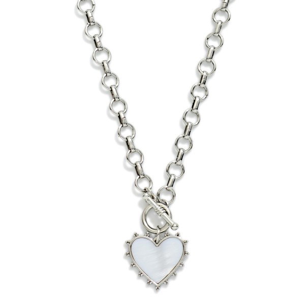 Chain Link Necklace Featuring Pearlescent Pendant & Toggle Clasp

- Approximately 16" L