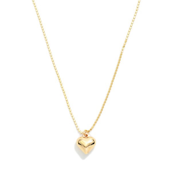 Flat Ball Chain Link Necklace Featuring Metal Tone Heart Pendant 

- Approximately 16" L 
- Extender 2" L 