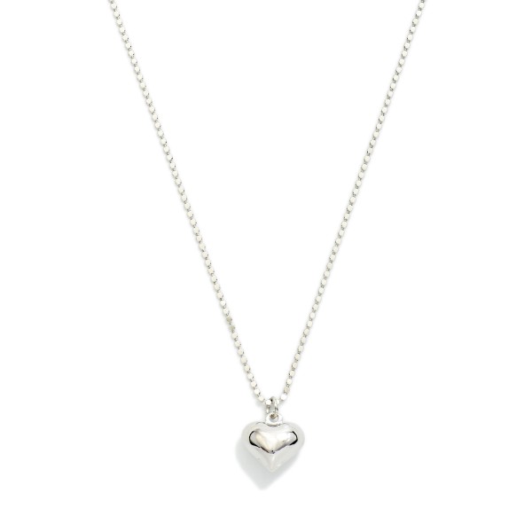 Flat Ball Chain Link Necklace Featuring Metal Tone Heart Pendant 

- Approximately 16" L 
- Extender 2" L 