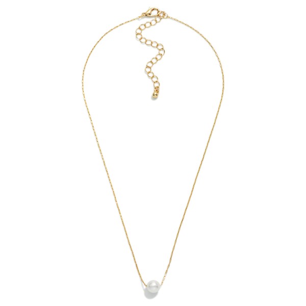 Petite Link Chain Link Necklace Featuring Fixed Pearl Pendant 

- Approximately 14" L
- External 3" L